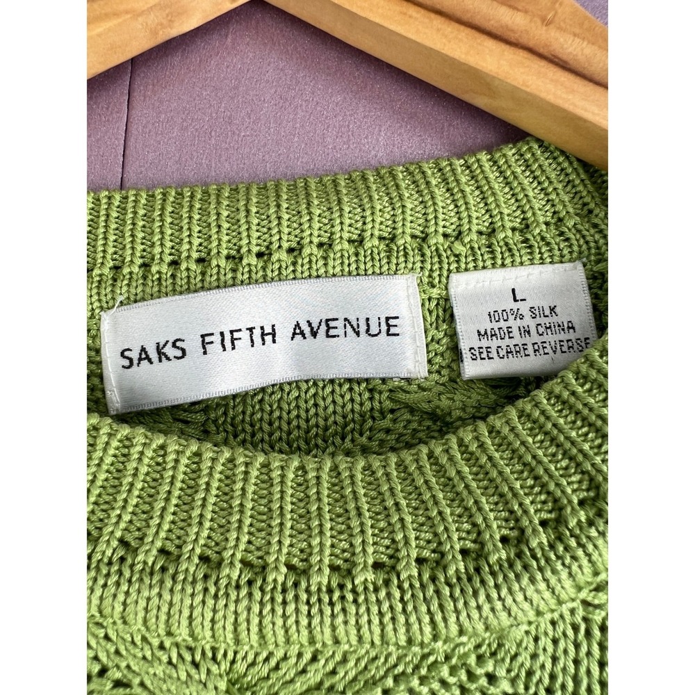 Vtg 90s Saks Fifth Avenue 100% Silk Cable Knit Sweater Mens L Oversized Unisex L - Picture 2 of 10